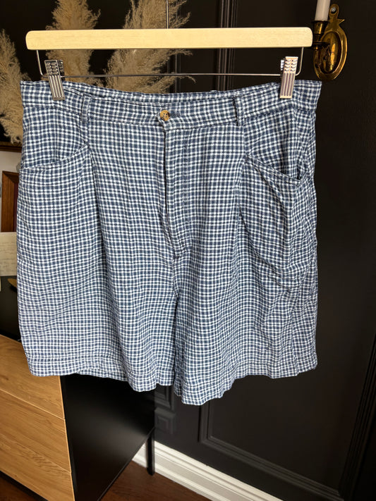 Vintage Blue Plaid Trouser Shorts Size L