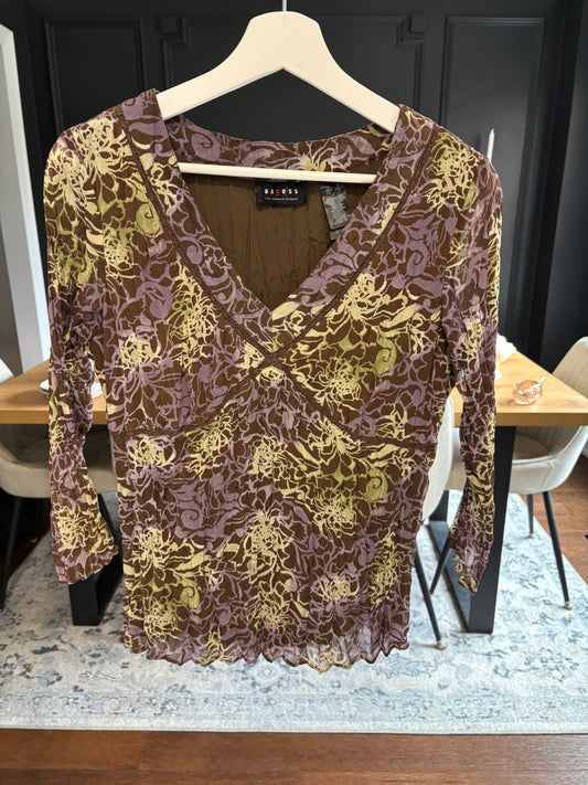 Crinkle V-Neck Top Size S