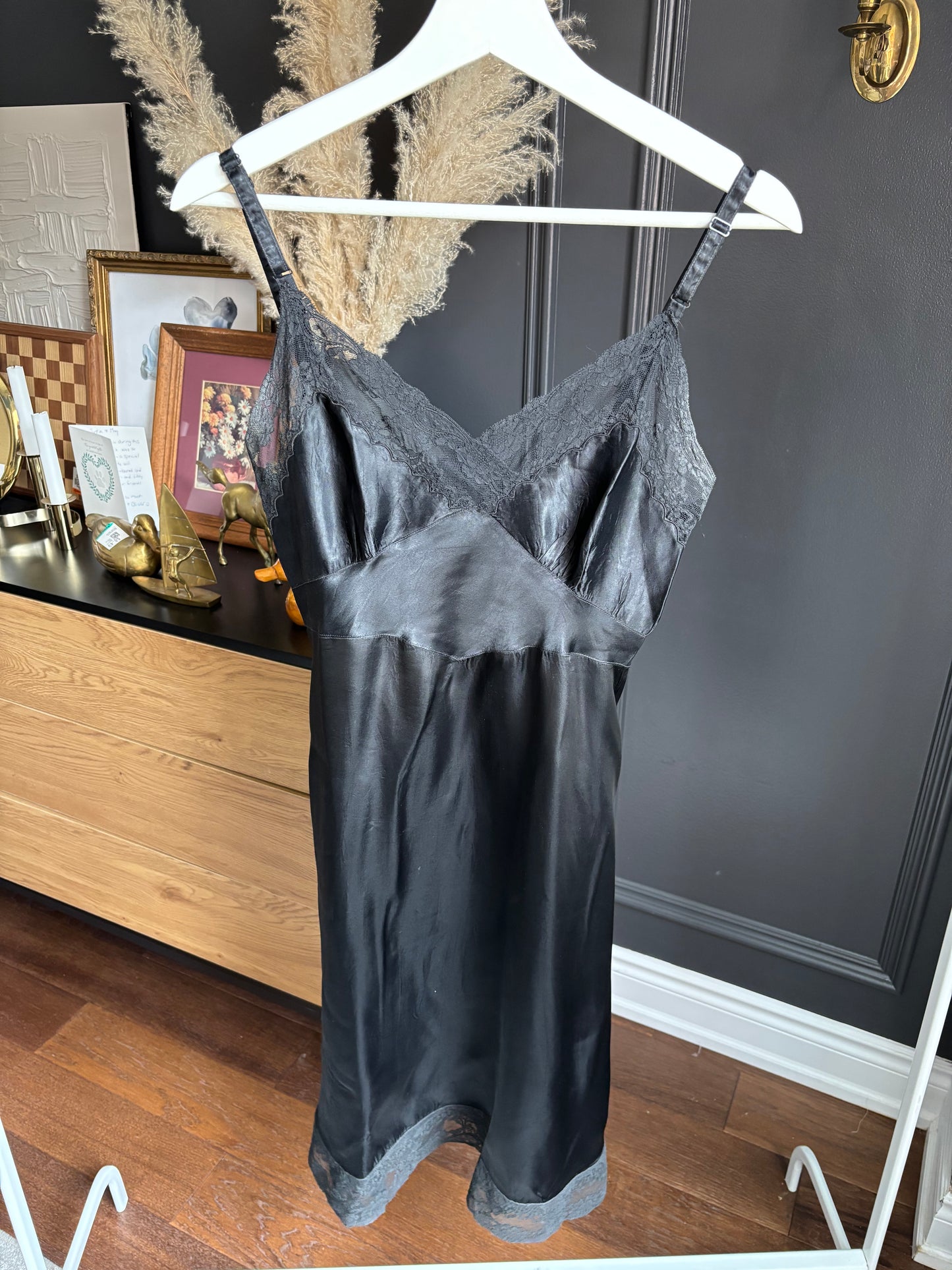 Black Vintage Vanity Fair Slip Dress Size S