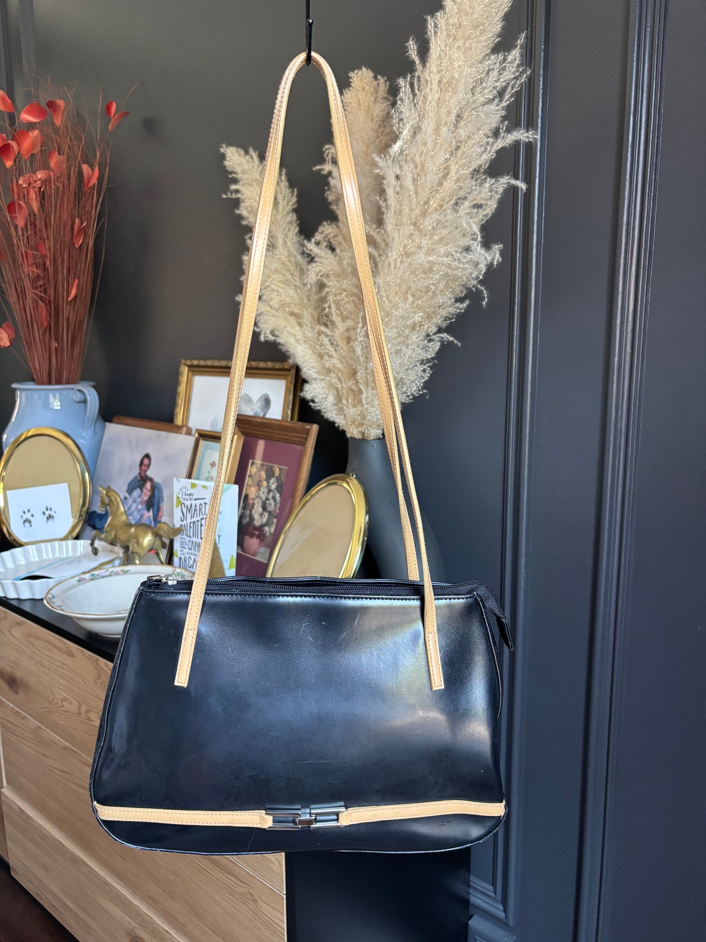 Vintage Black & Tan Shoulder Bag