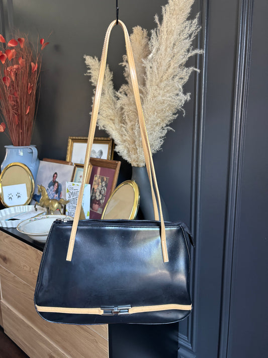 Vintage Black & Tan Shoulder Bag