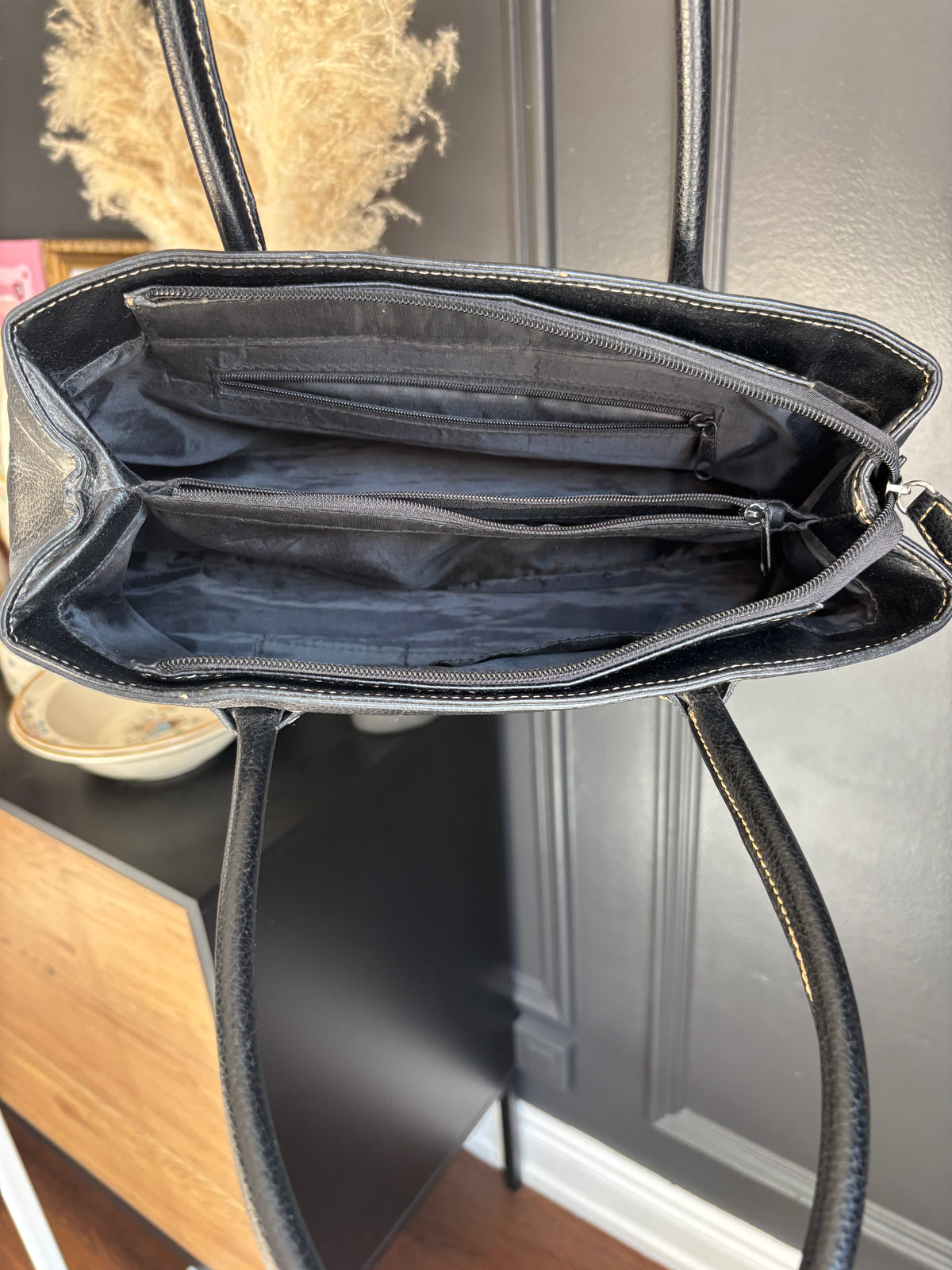 Black Rectangle Stitched Shoulder Bag