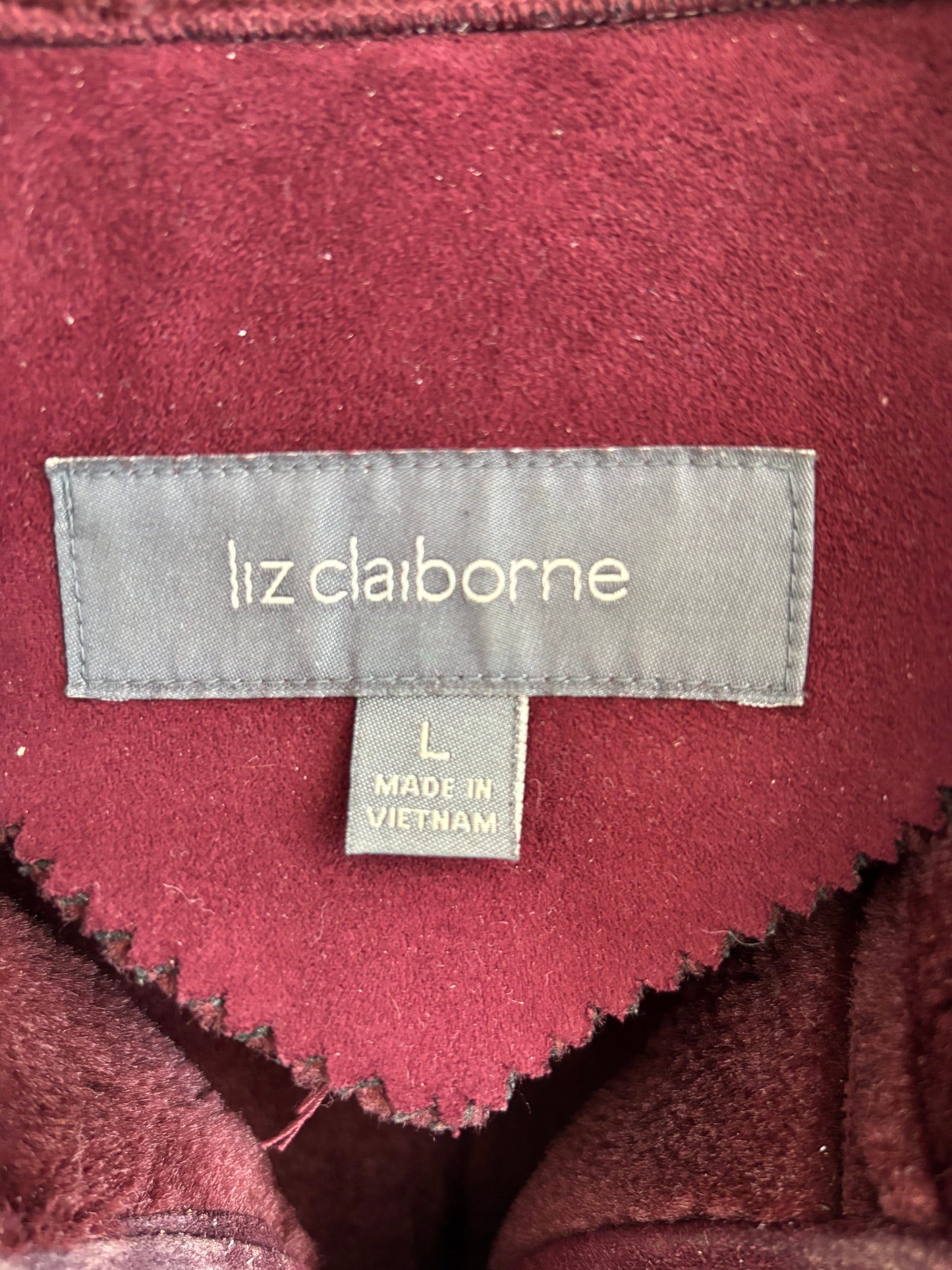 Burgundy Faux Fur Lined Jacket Size L