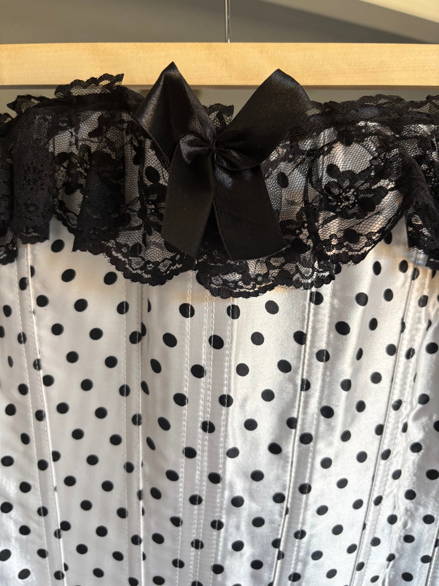 White & Black Polka Dot Corset Size L