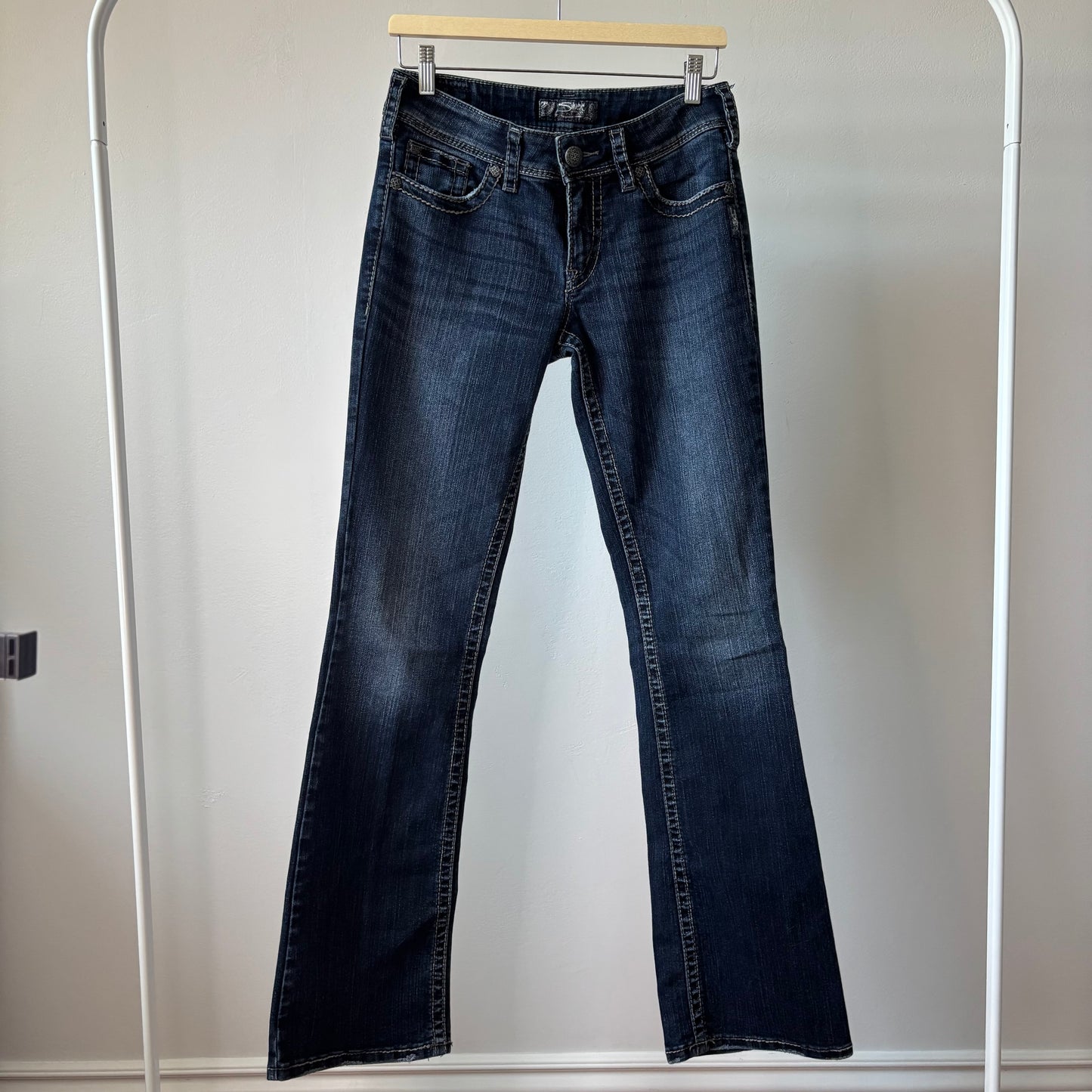 Dark Wash Bootcut Stitch Detailed Jeans