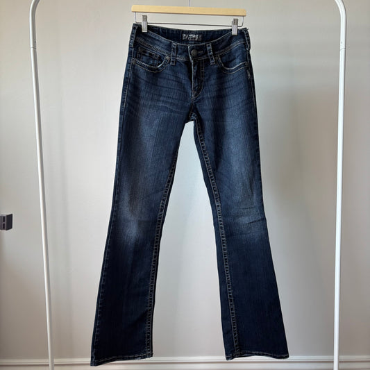 Dark Wash Bootcut Stitch Detailed Jeans
