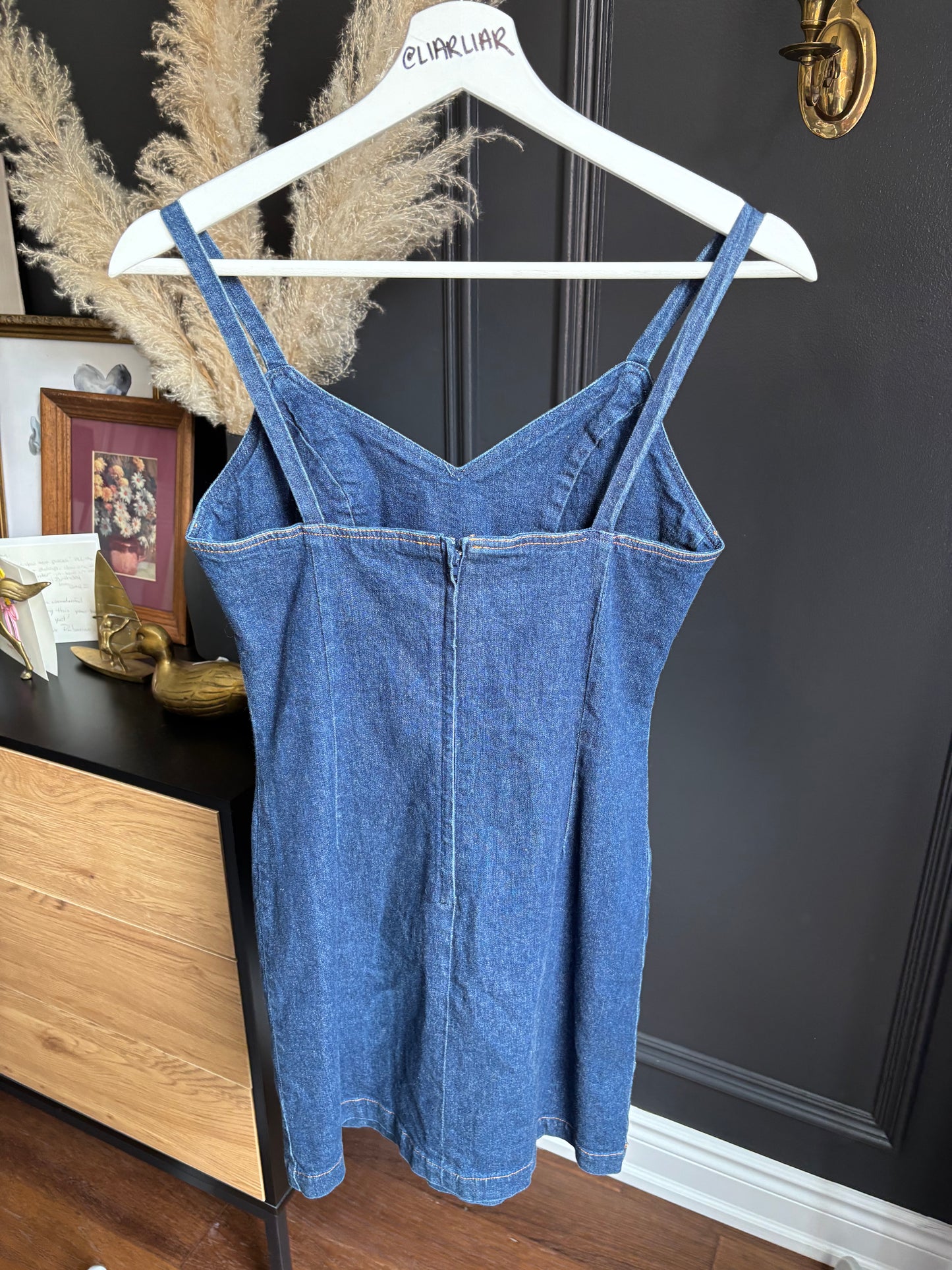 Vintage Le Chateau Fitted Denim Dress Size S