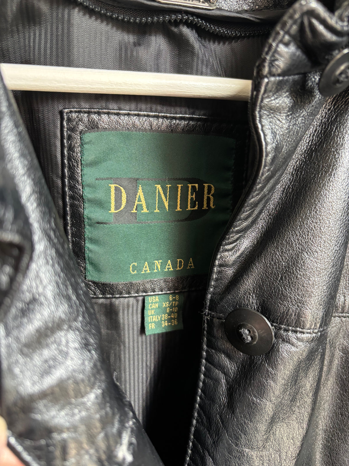 Black Leather Long Dainer Jacket Size XS