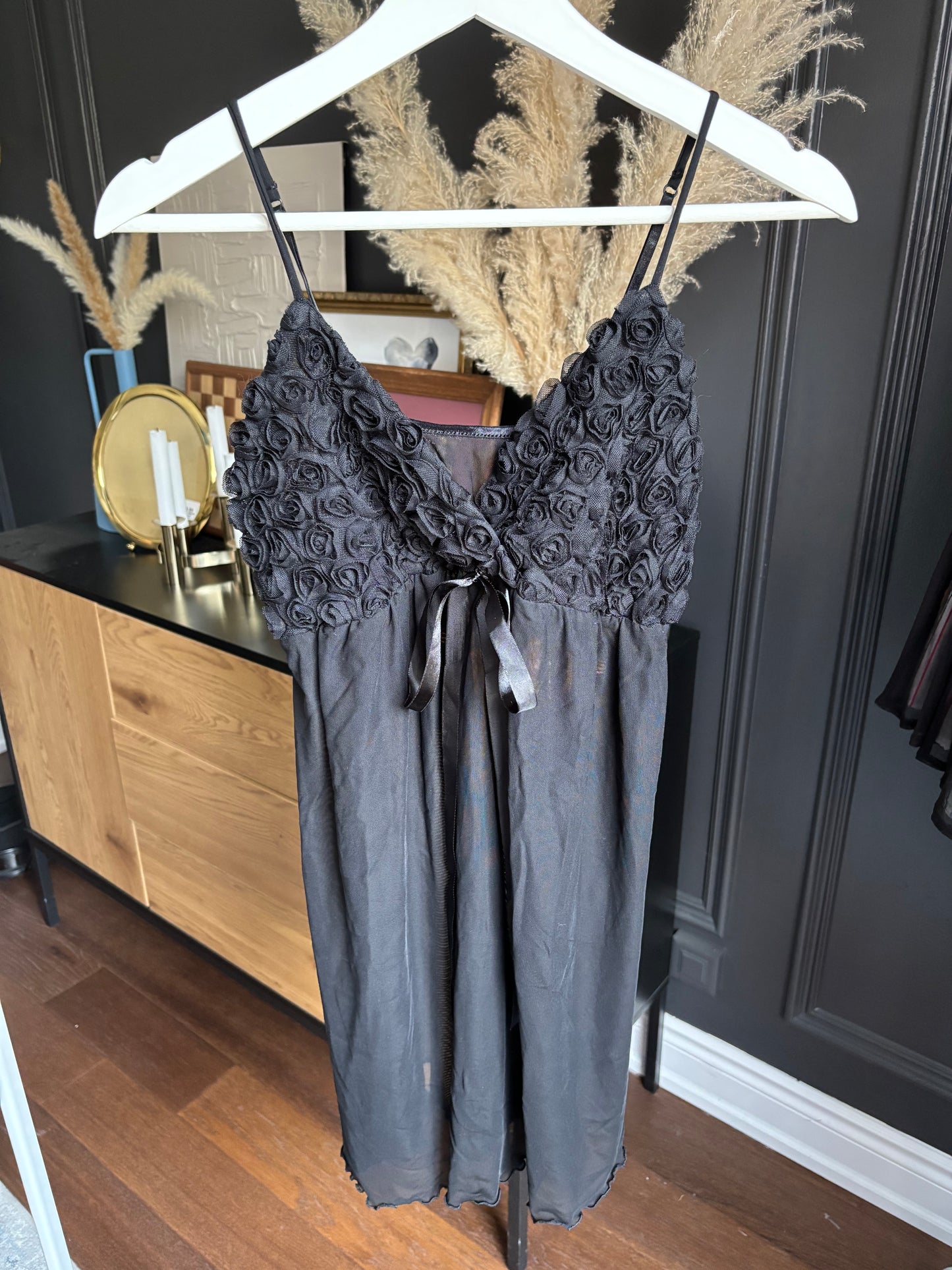 Black Flirty Rose Babydoll Size M