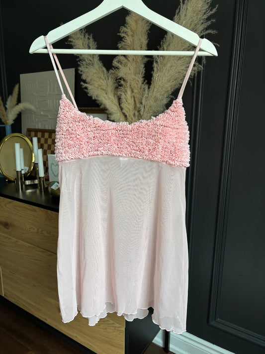 Frilly Sheer Peach Babydoll Size L