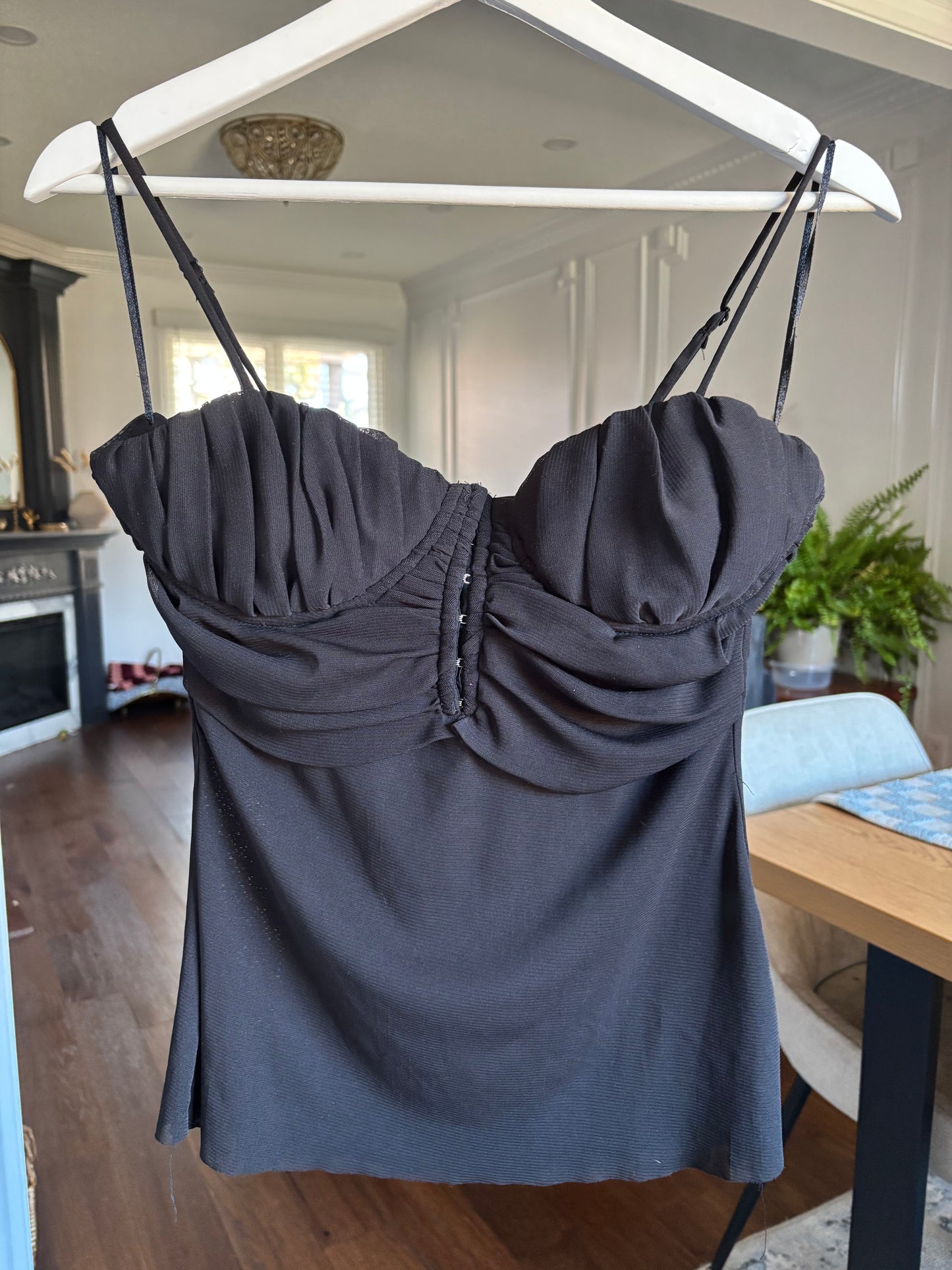 Black Rouched Balconette Tank Size L
