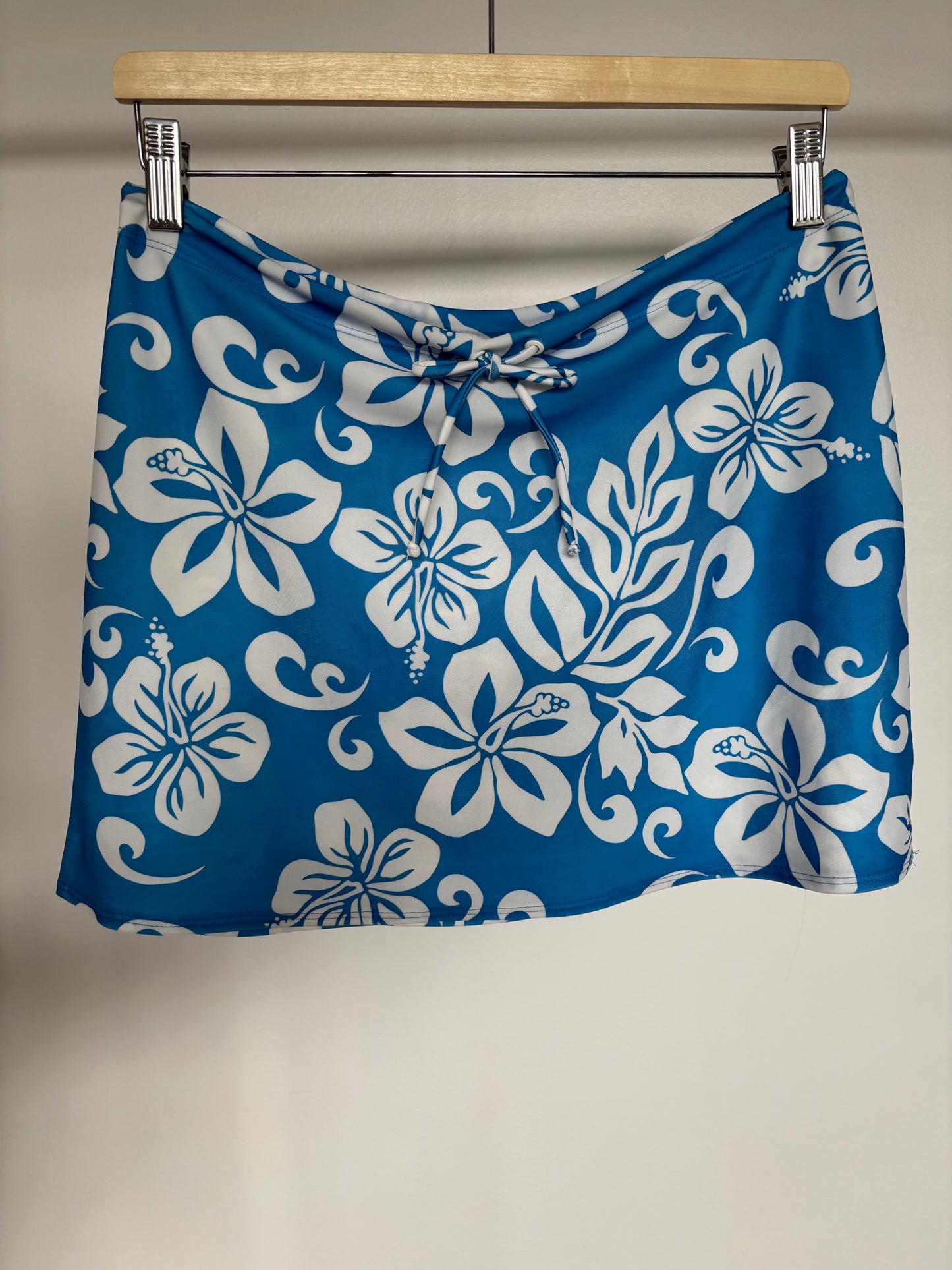 Vintage Blue Hibiscus Swim Skirt