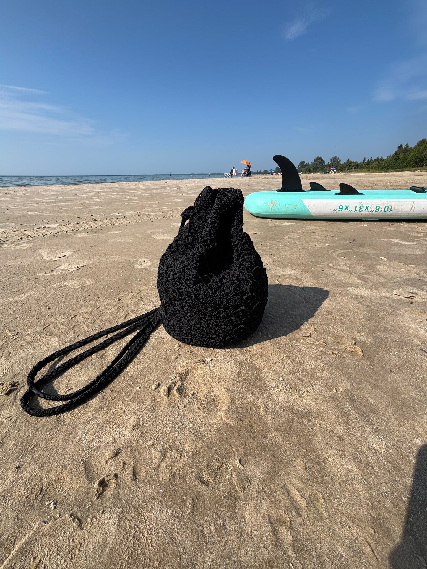 Black Crochet Backpack Bag