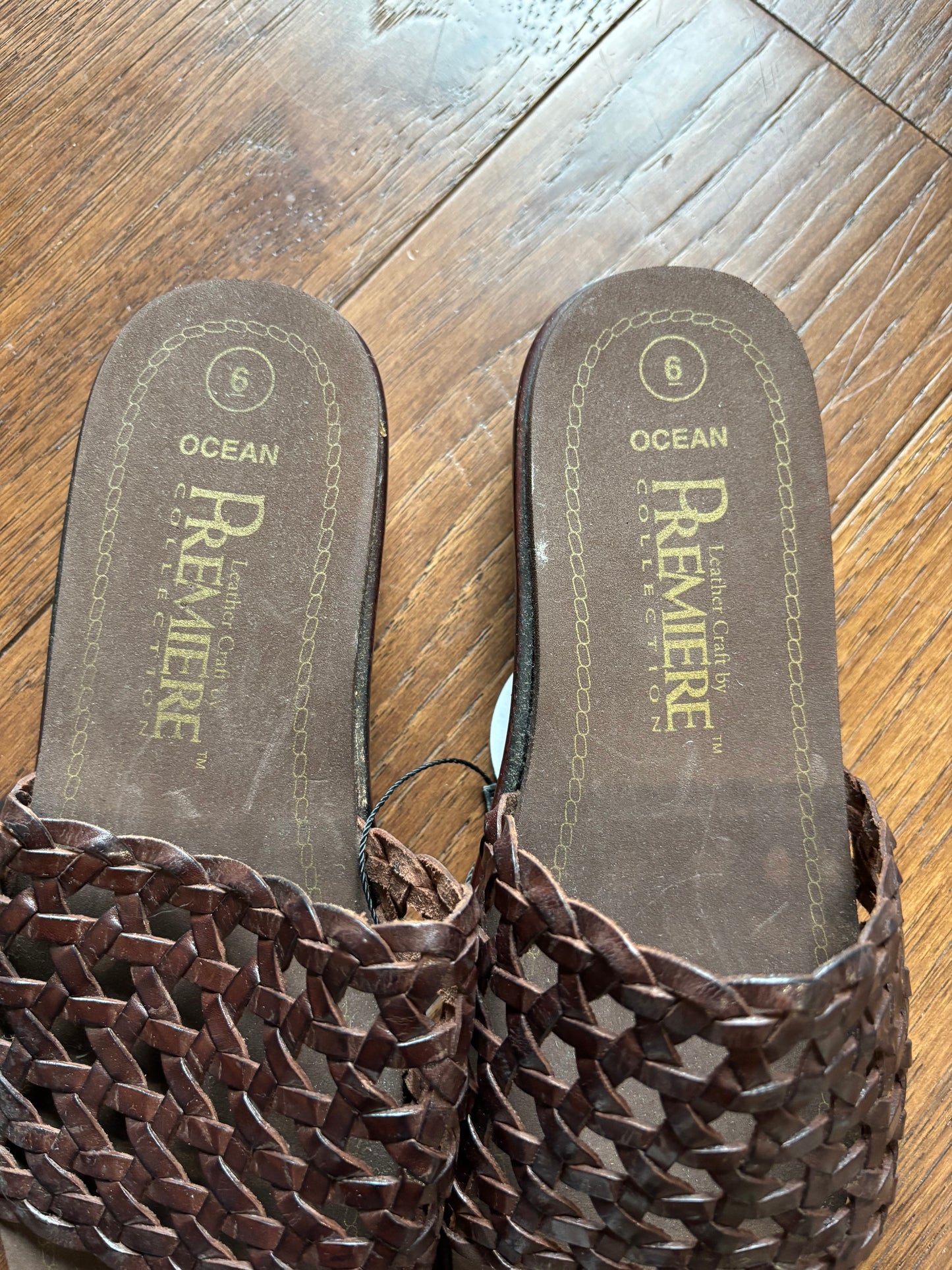 Brown Woven Slip On Sandals Size 6