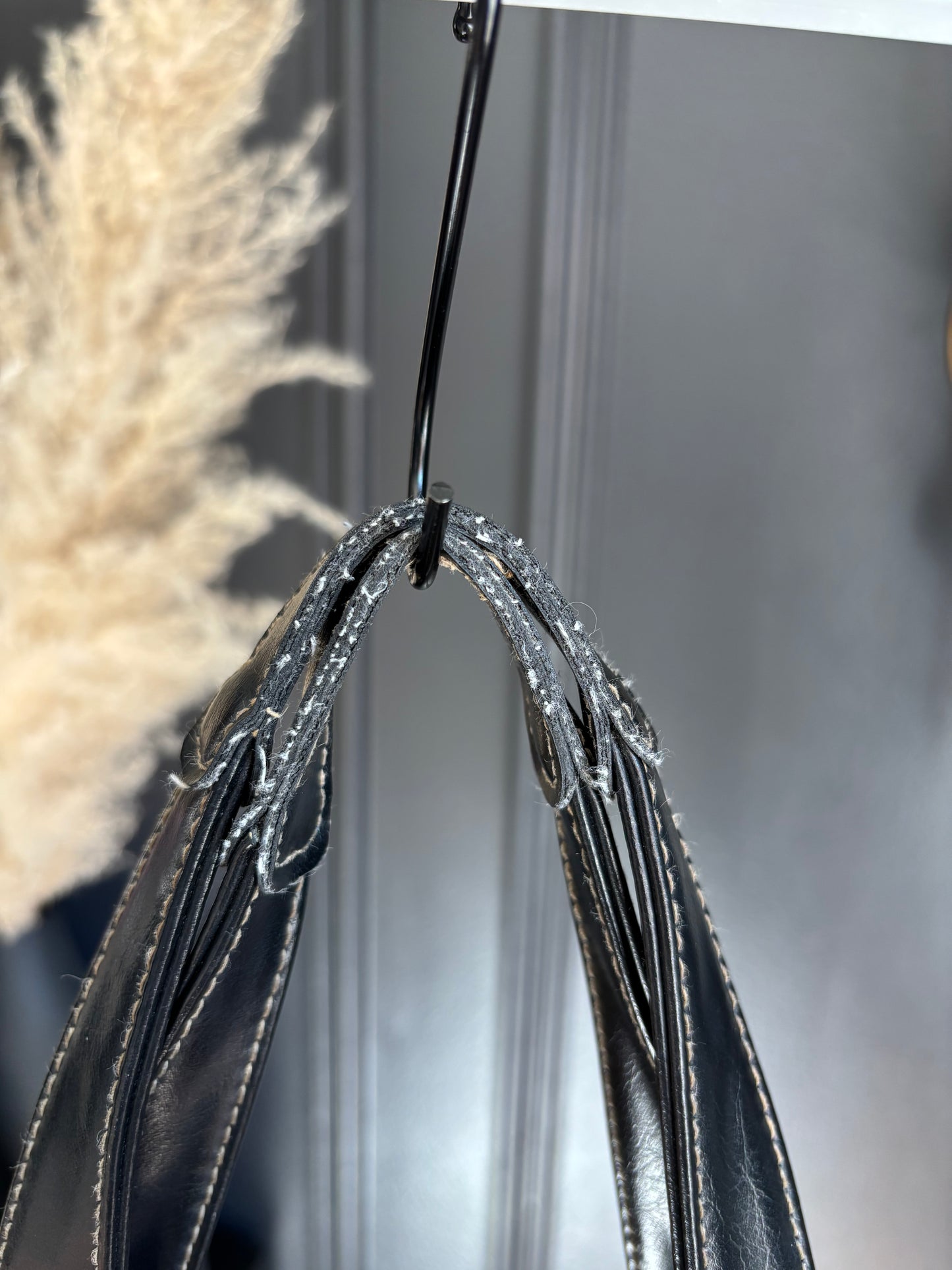 Black Faux Leather Muti Compartment Shoulder Bag