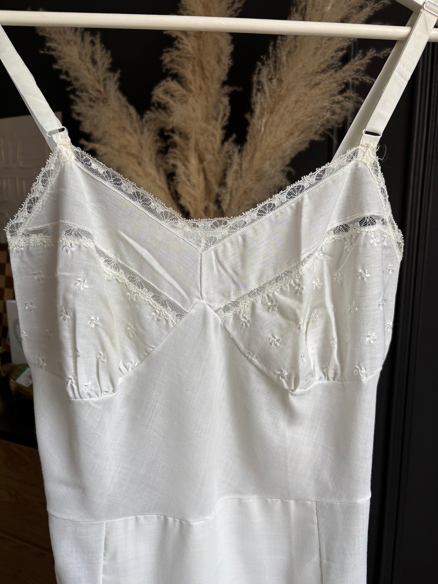 Vintage White Cotton Night Slip Size S