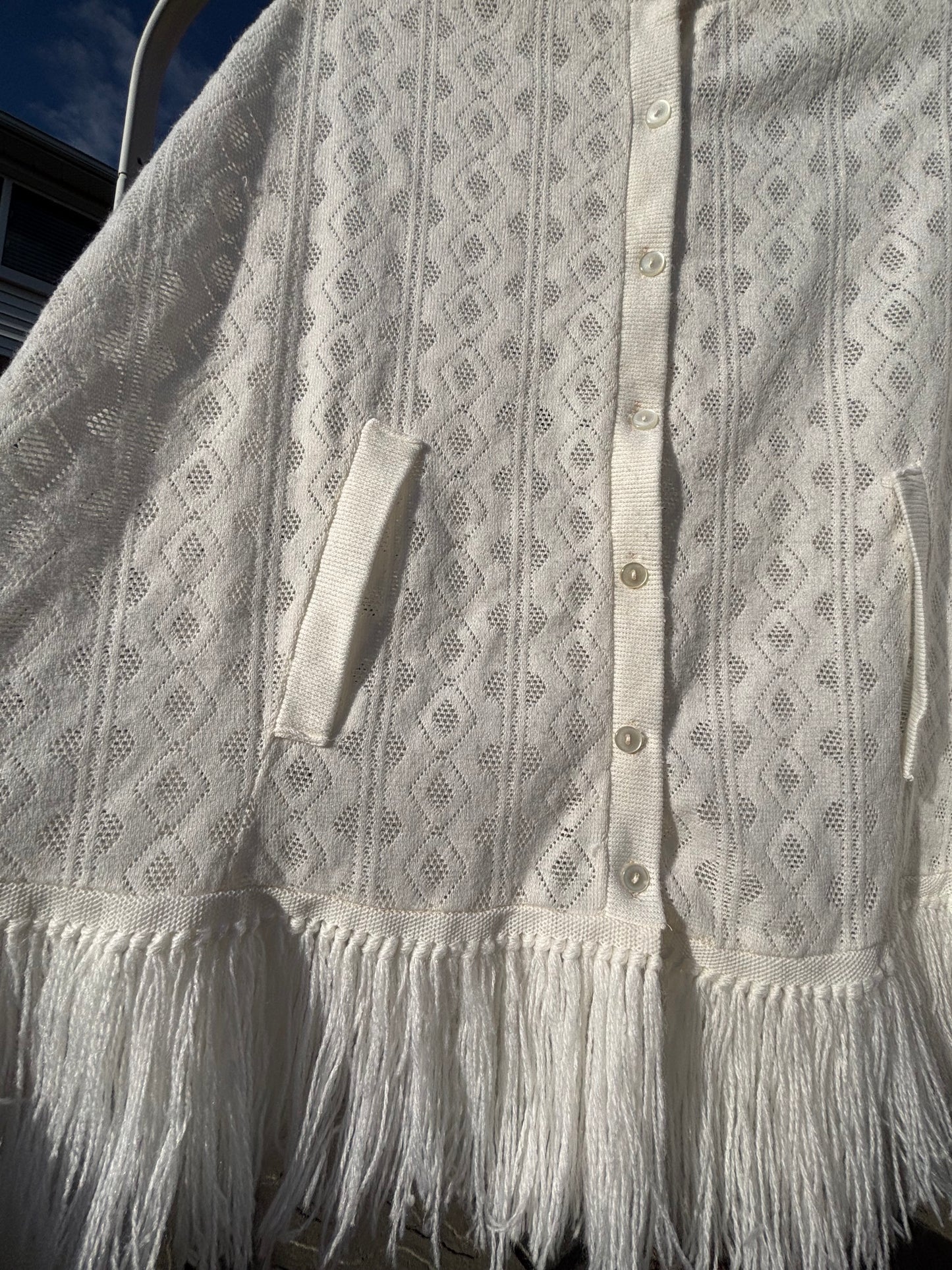 Vintage 70's Fringe Button Down Cape Size OS