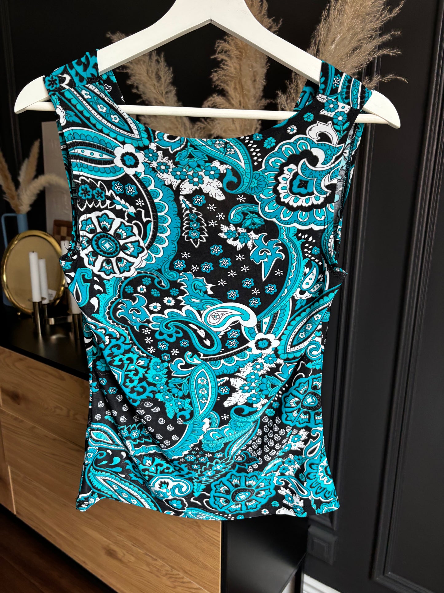 Paisley Sleeveless Cowl Neck Top Size S