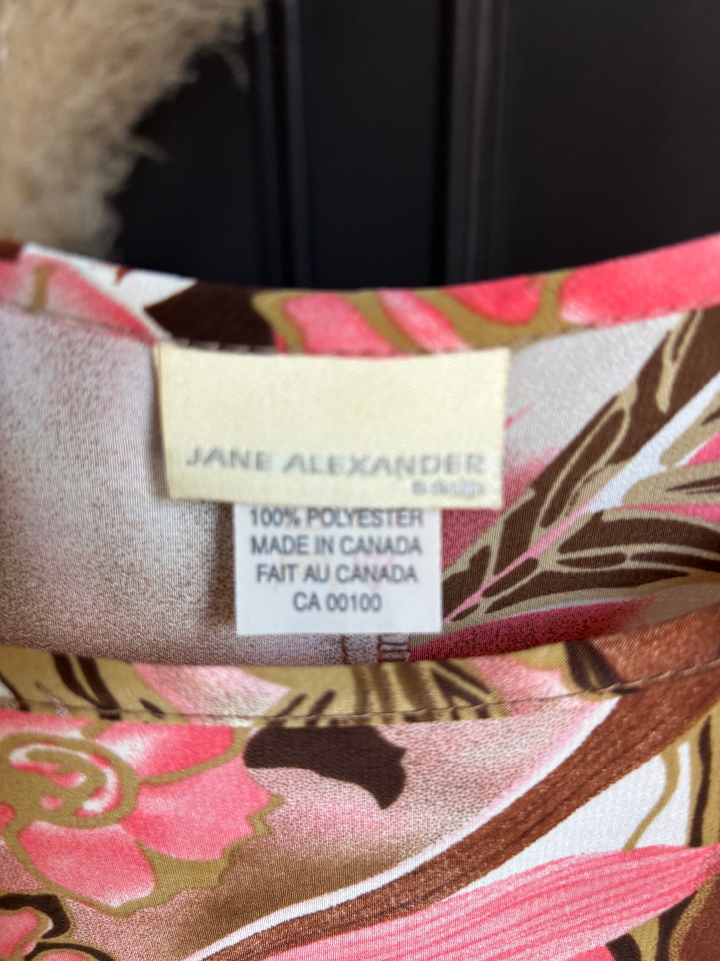 Vintage Brown and Pink Print Maxi Dress Size 14