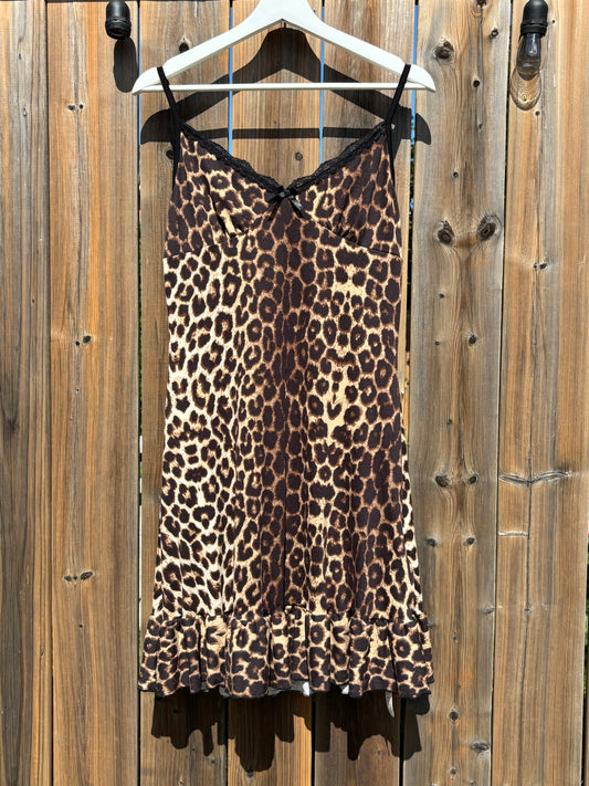 Lace Trimmed Leopard Dress Size Medium