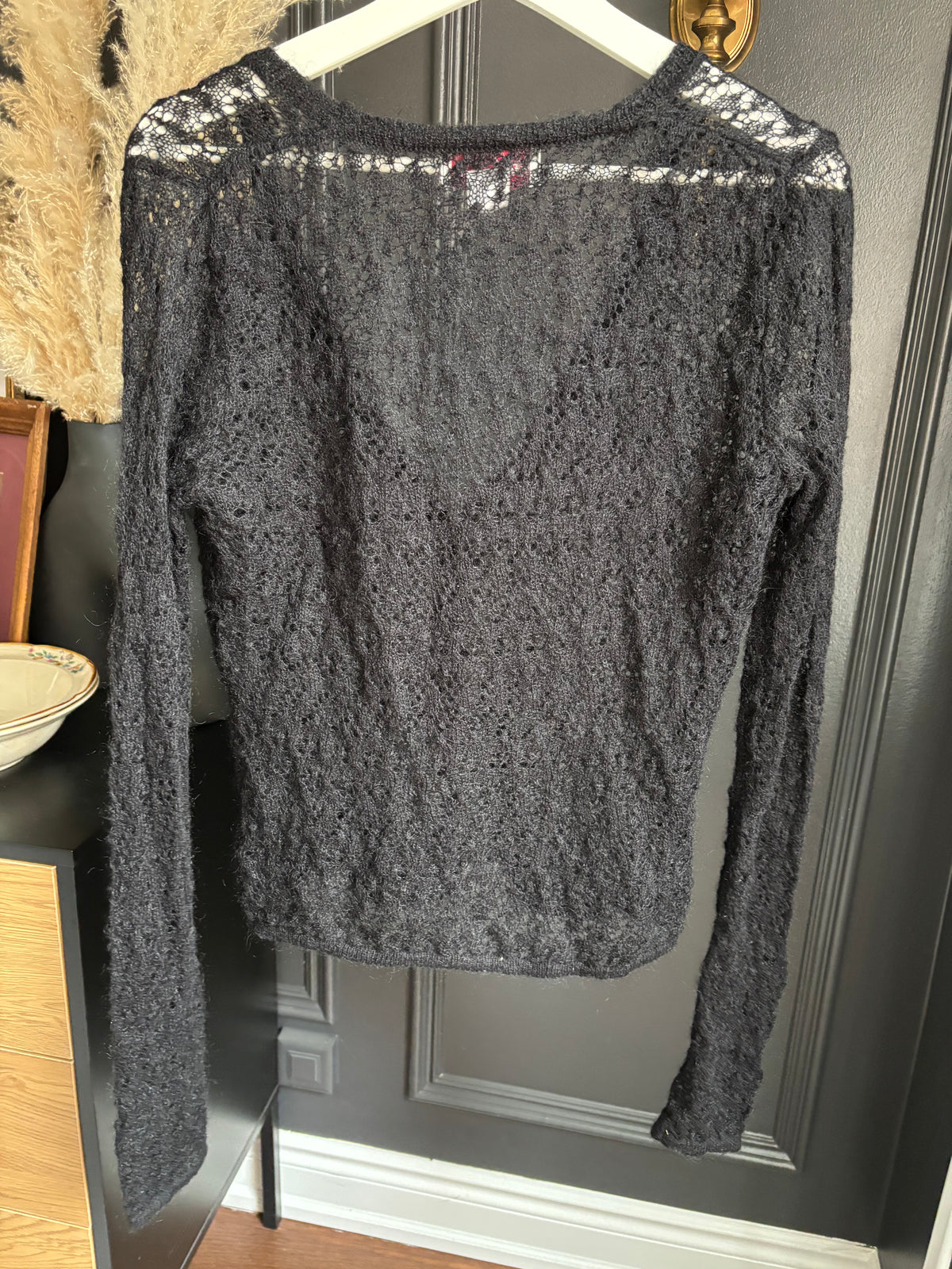Black Loose Knit Vintage Cardigan Size S