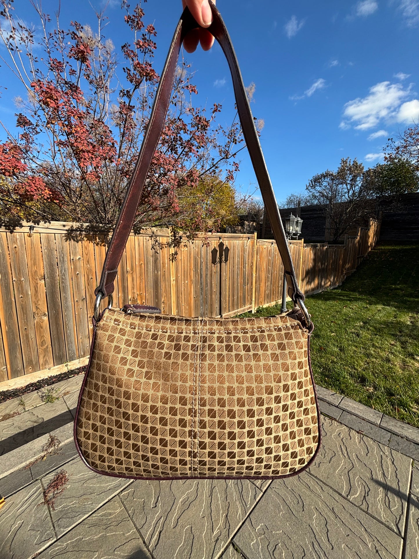 Small Brown Printed Should Bag