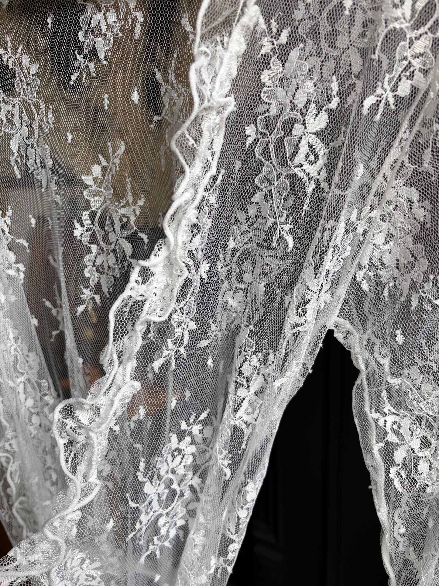 2 Piece White Satin Slip and Lace Robe Size L