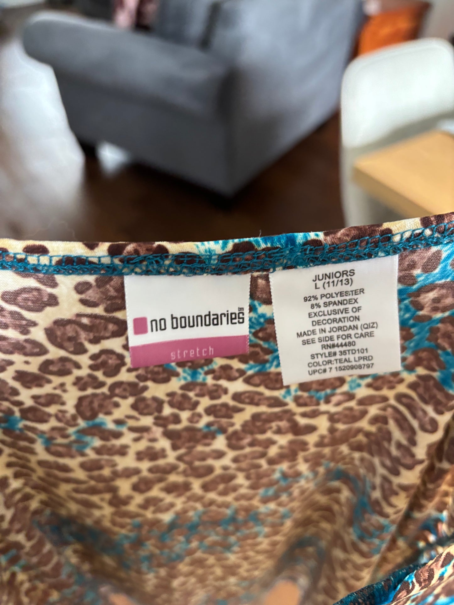 Leopard & Turquoise Lace Trim Tank Size M