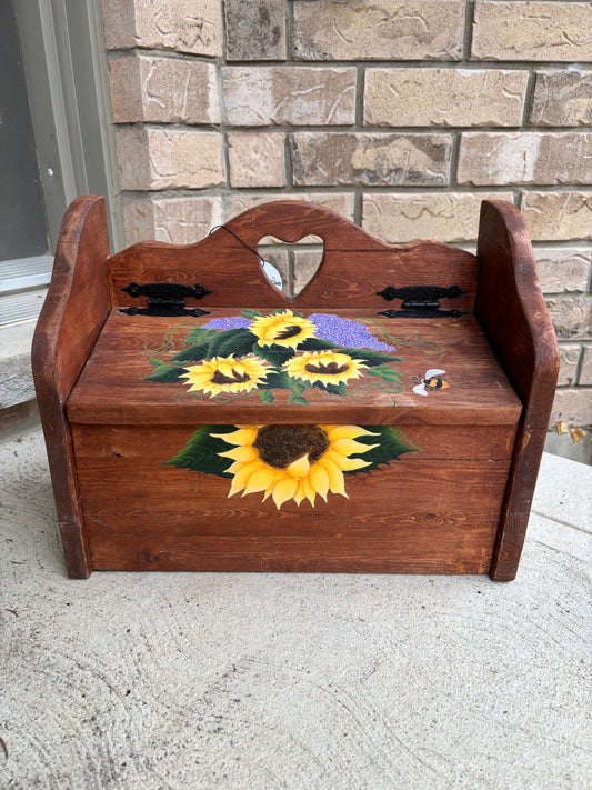 Painted Sunflower Wooden Box