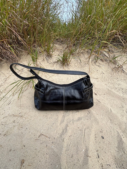 Black Danier Leather Shoulder Bag