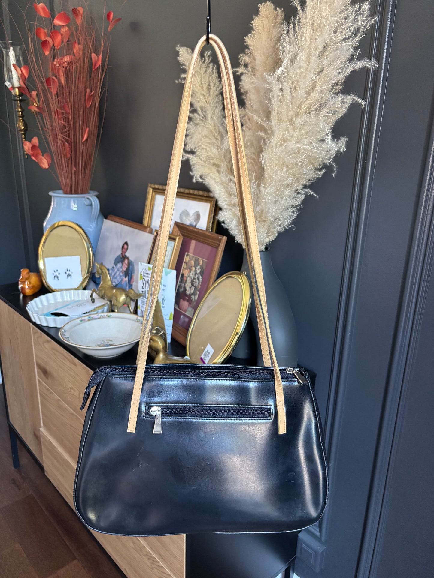 Vintage Black & Tan Shoulder Bag