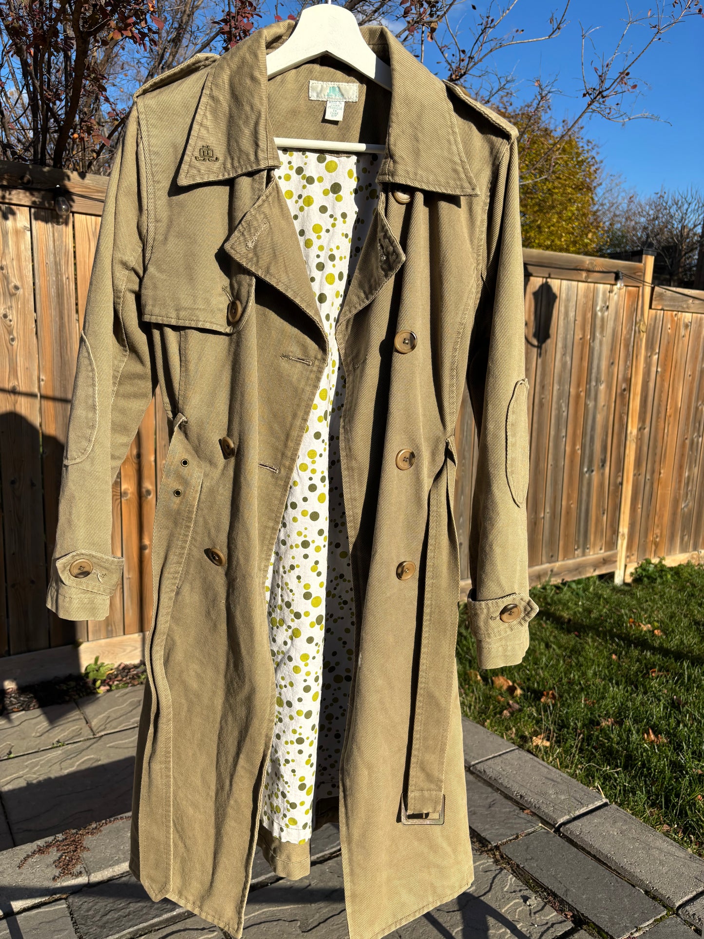 Green Khaki Trench Coat Size S