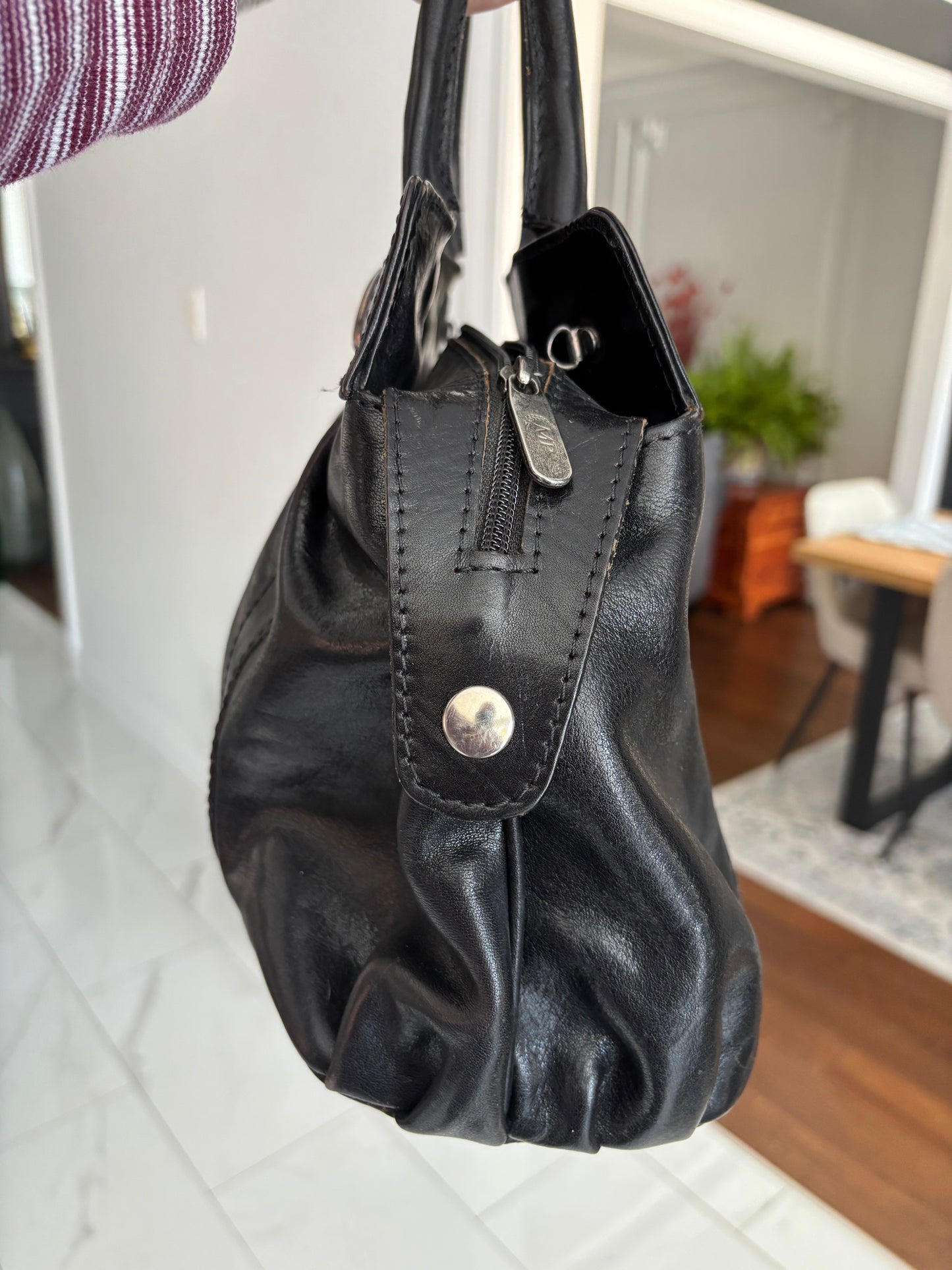 Black Italian Leather Handbag