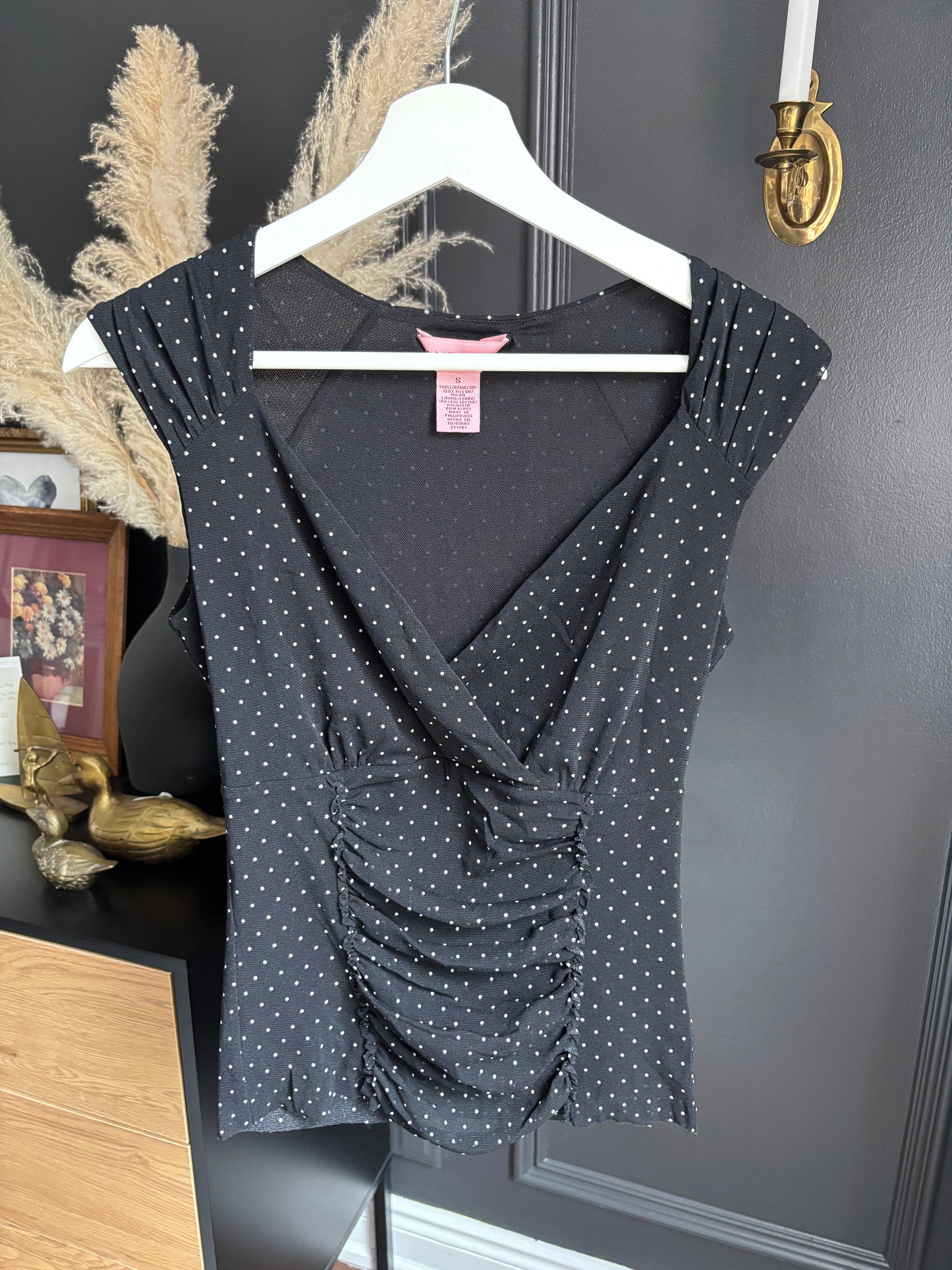 Mesh Y2K Polka Dot Top Size S