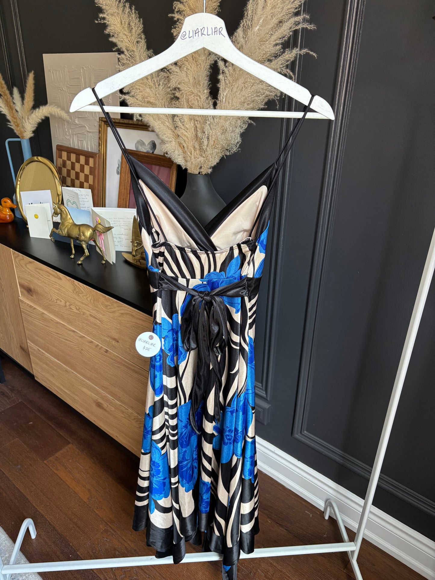 Vintage Satin Print Dress Size M