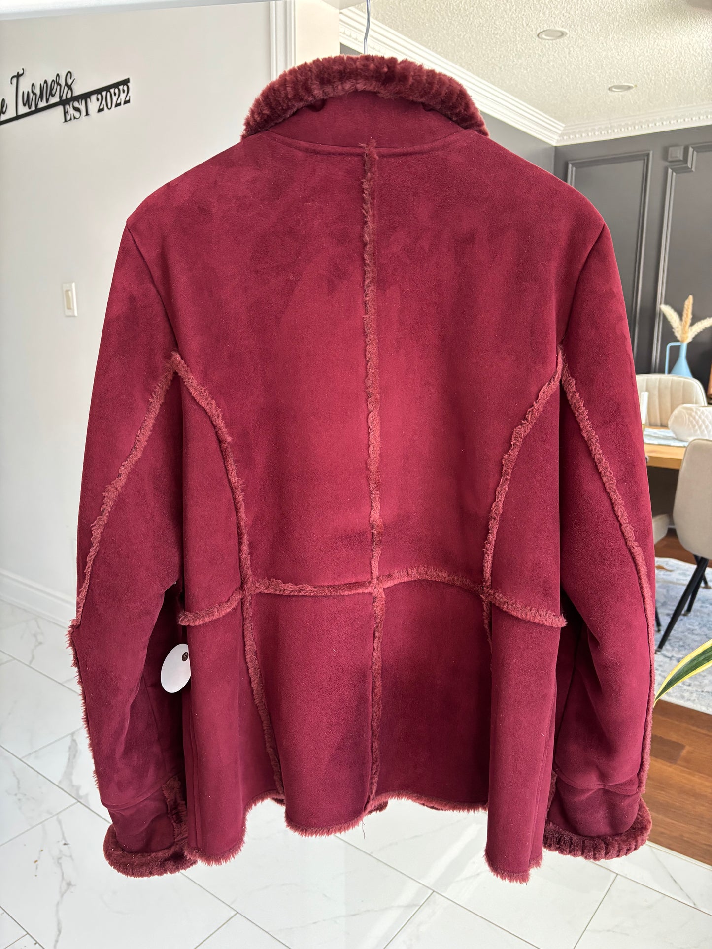 Burgundy Faux Fur Lined Jacket Size L