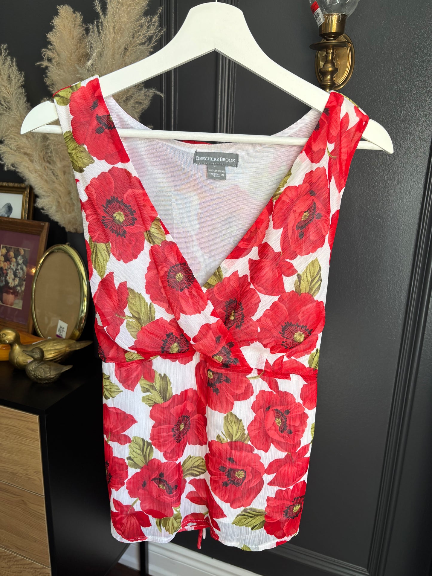 2 Piece Poppy Print Skirt & Top Set Size L