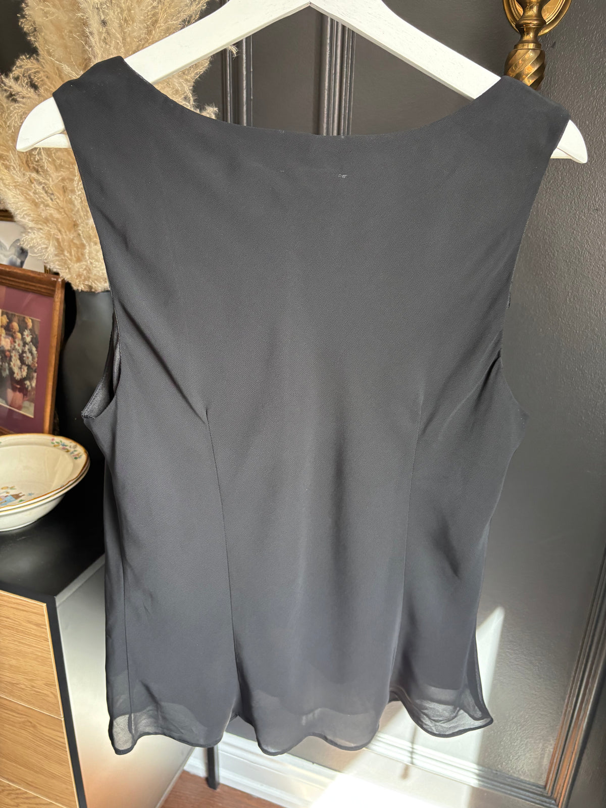 Black Vintage Sleeveless Cowl Neck Blouse Size XL
