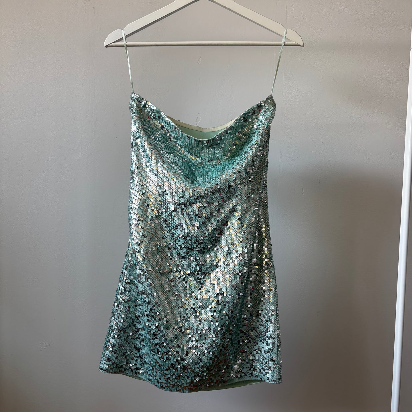 Fitted Turquoise Sequin Dress