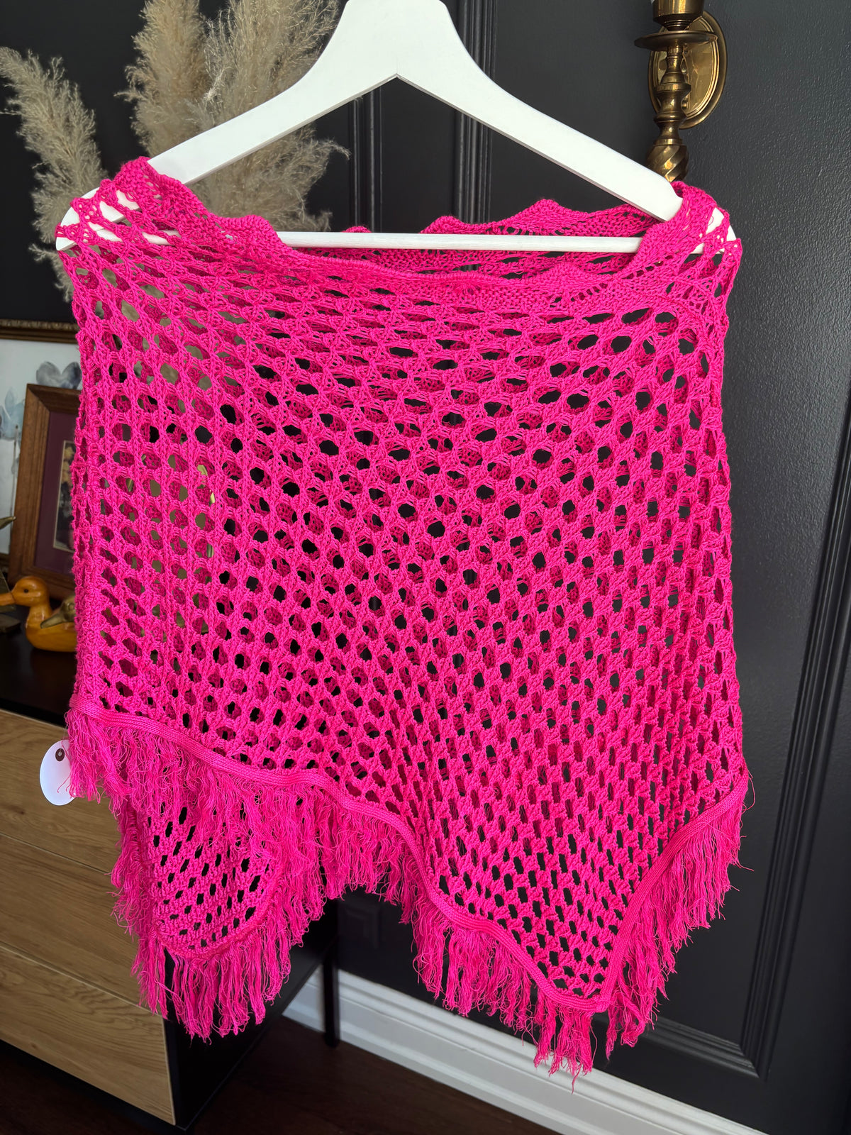 Pink Asymmetrical Knit Cape Size OS
