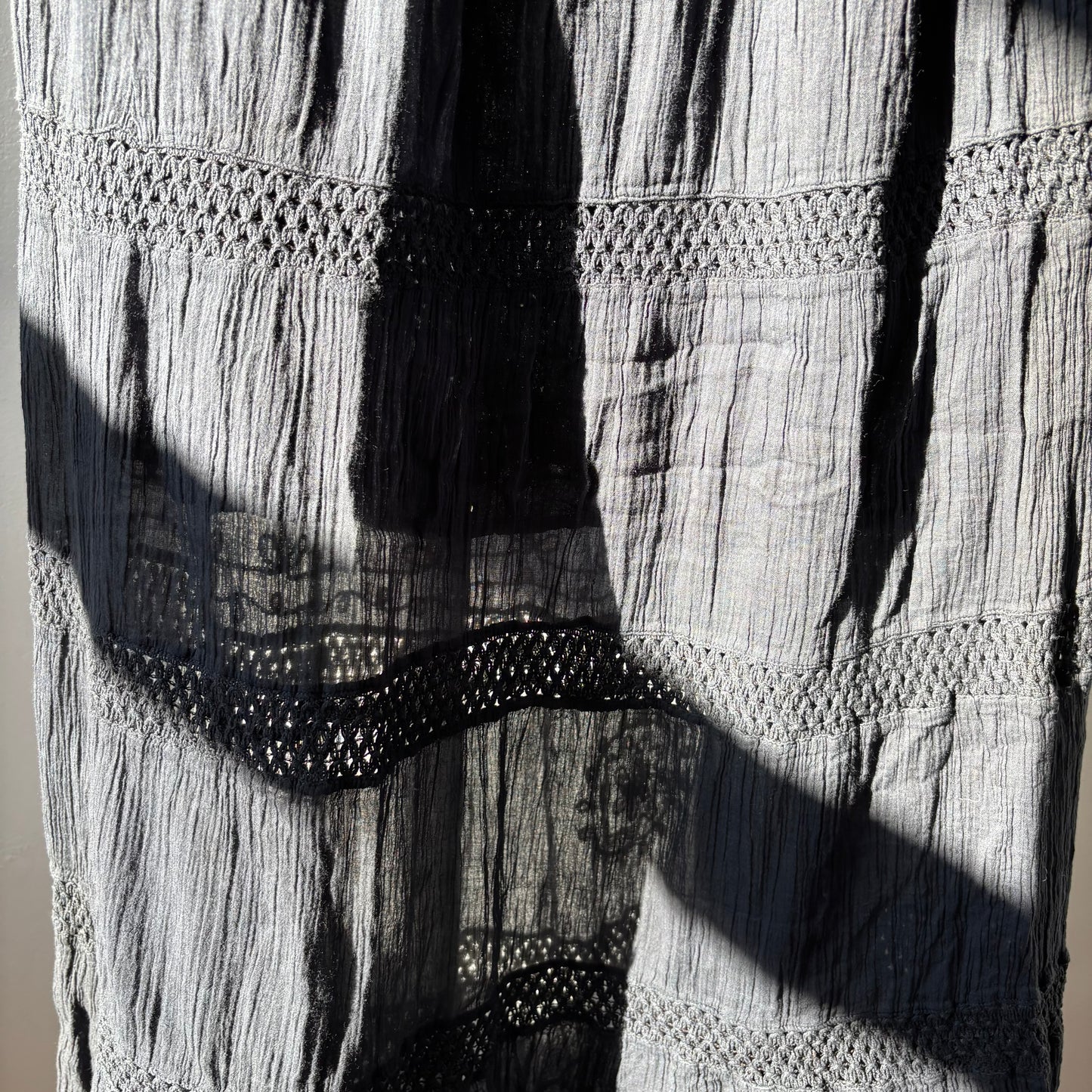 Black Vintage Boho Sequin Maxi Skirt