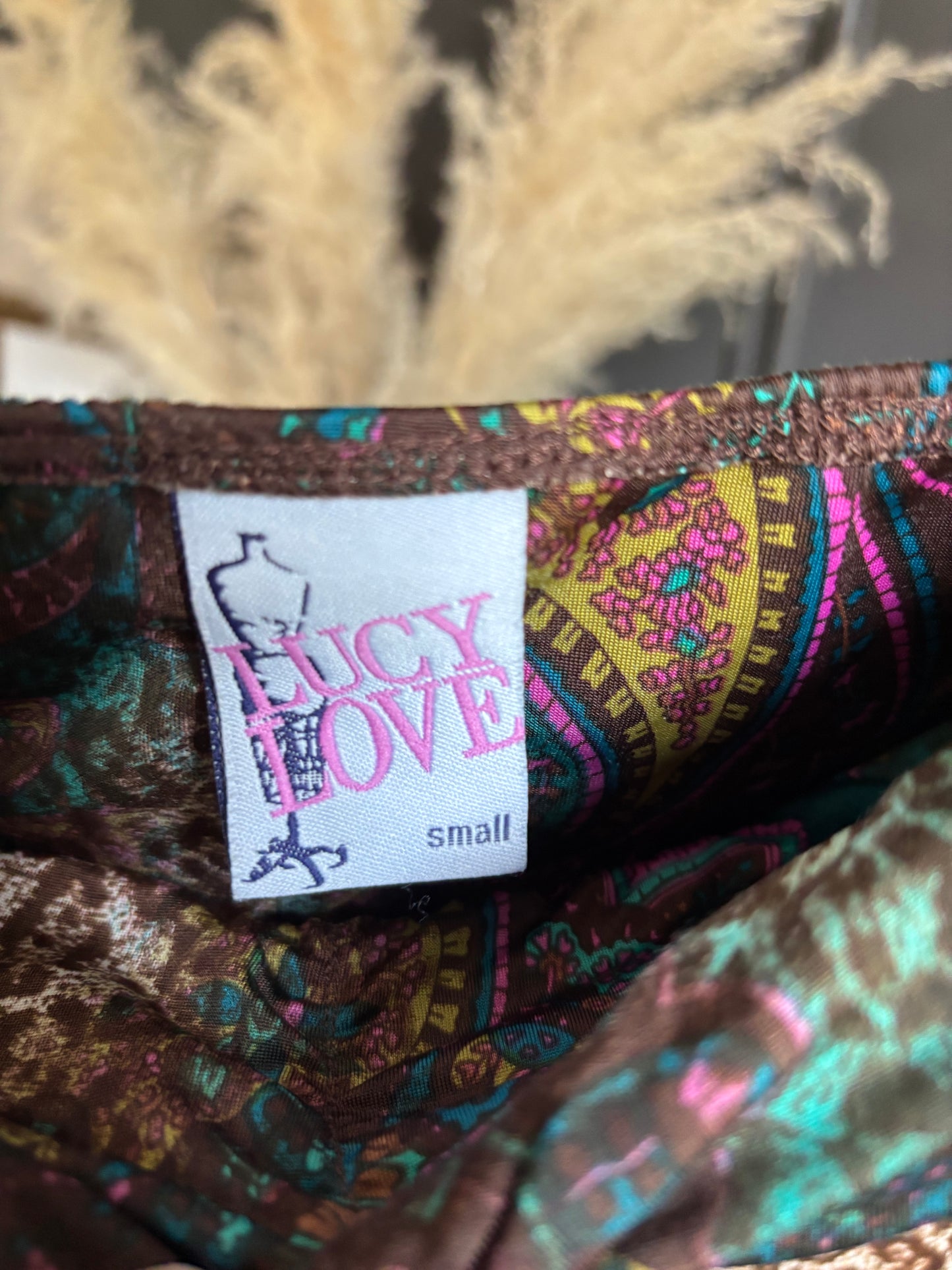Y2K Cheeta Paisley Print Tube Top Size S