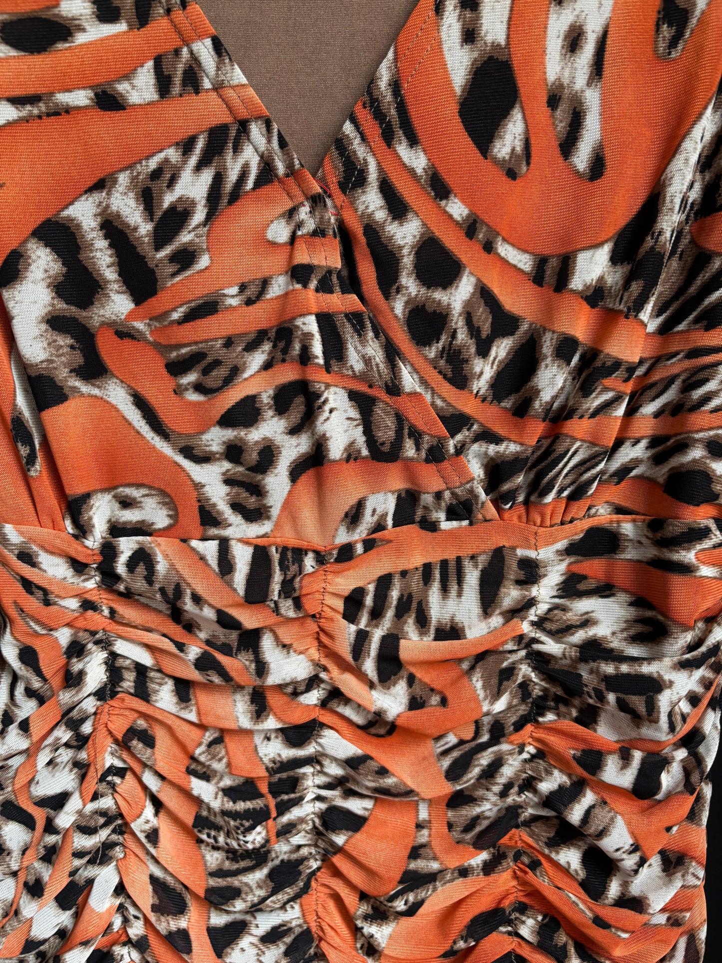 Orange & Leopard Print Rouched Tank Size