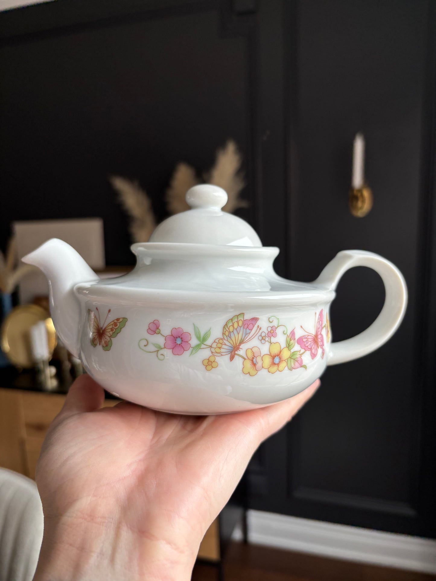 Made in Japan 70's White Butterfly Teapot