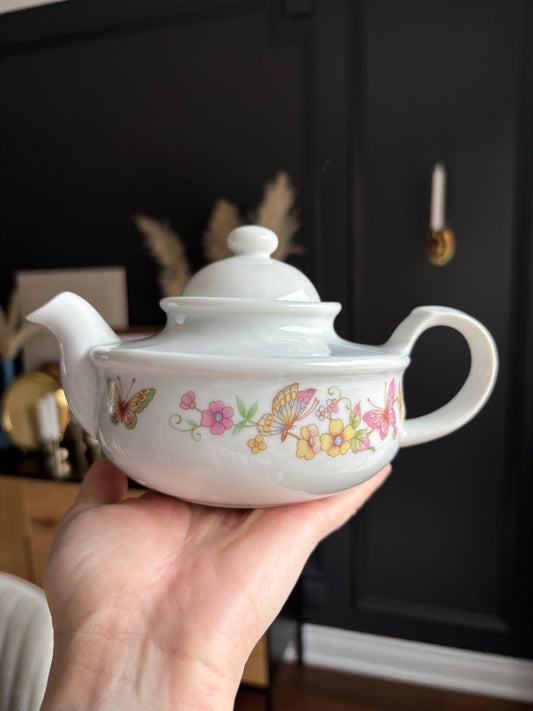 Made in Japan 70's White Butterfly Teapot