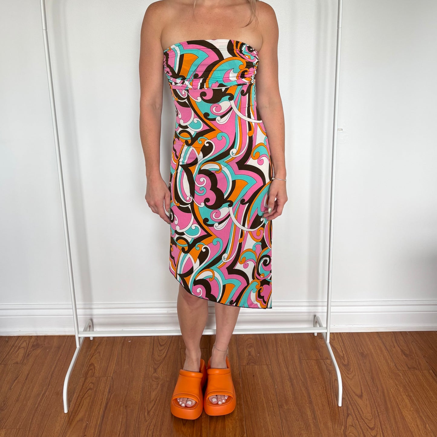 00s Asymmetrical Tube Dress Size Small