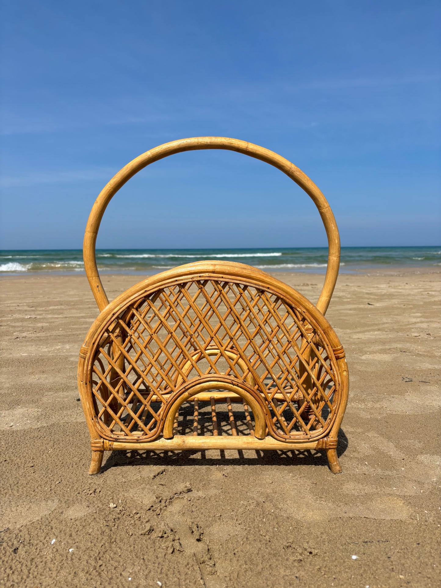 Vintage Boho Bamboo Magazine Rack