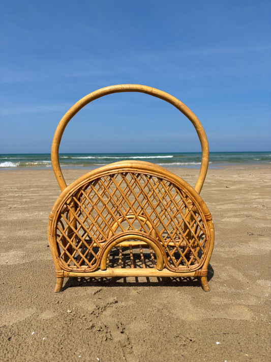 Vintage Boho Bamboo Magazine Rack