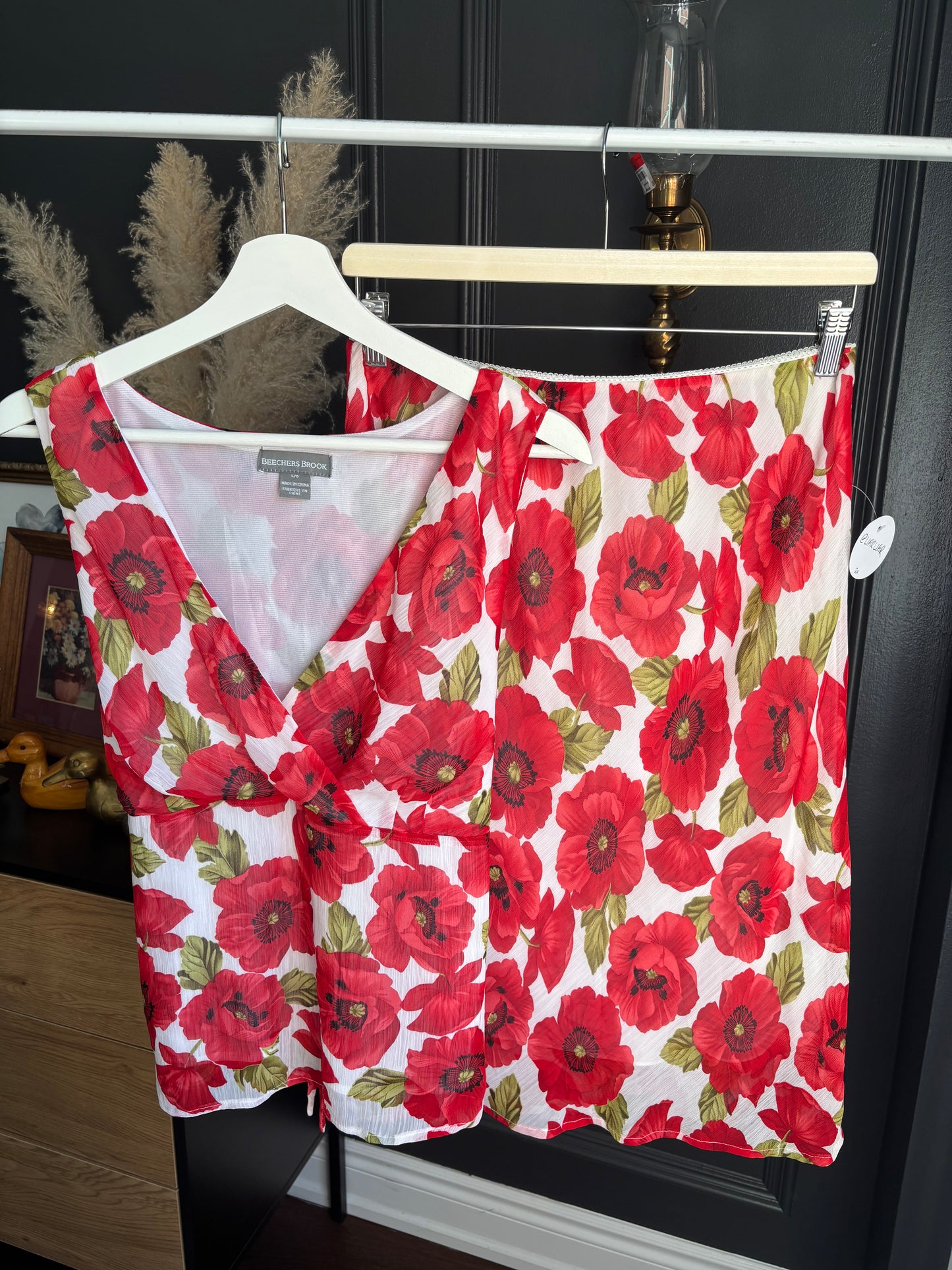 2 Piece Poppy Print Skirt & Top Set Size L