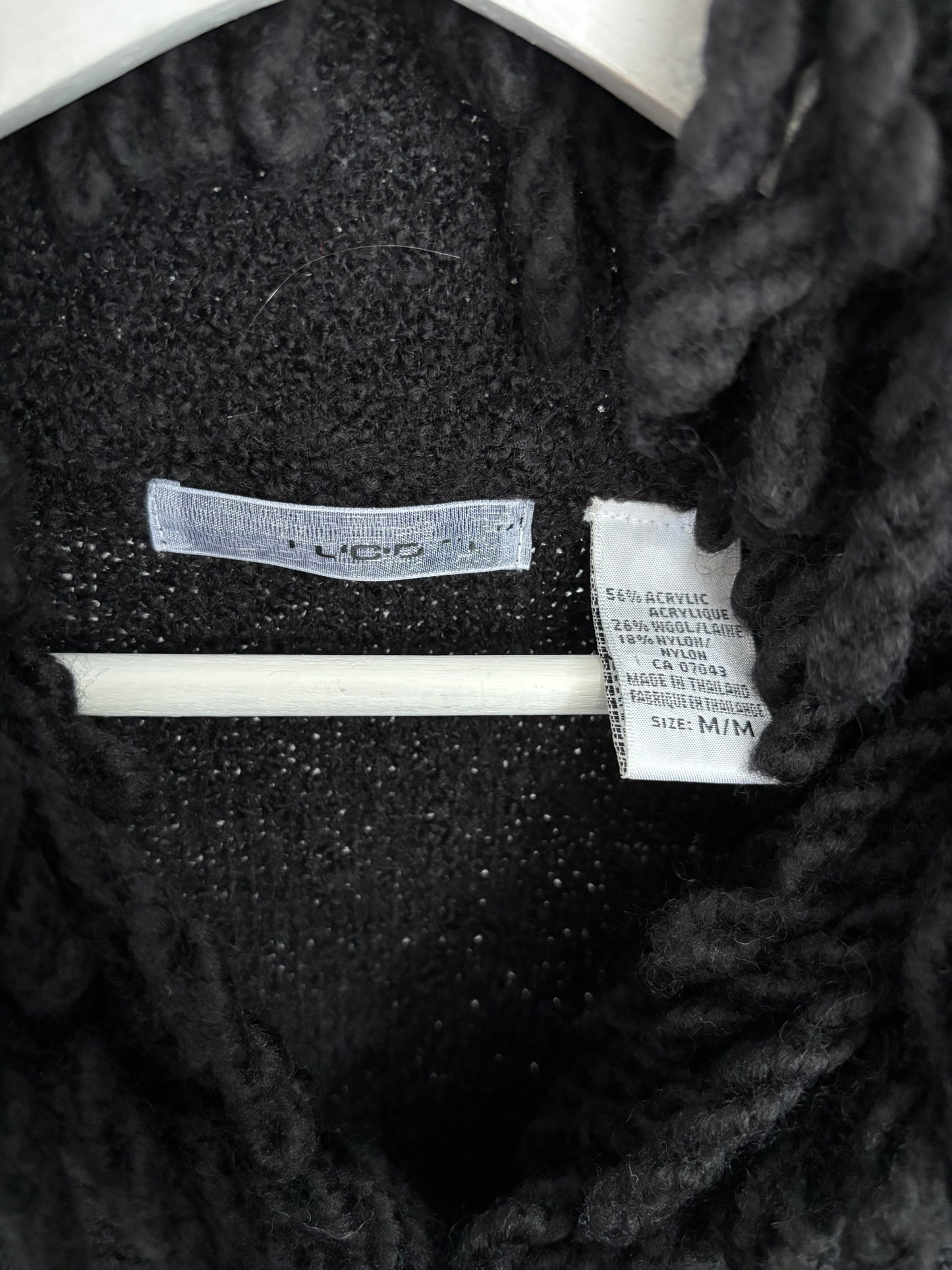 Black Knit Fringe Trim Cardi Size M